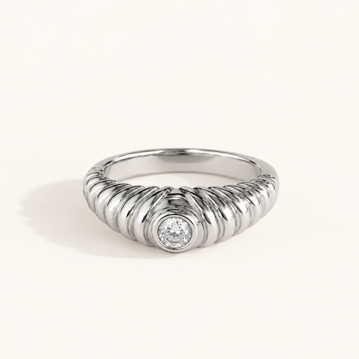 Aurielle Ribbed CZ Ring - Image 5