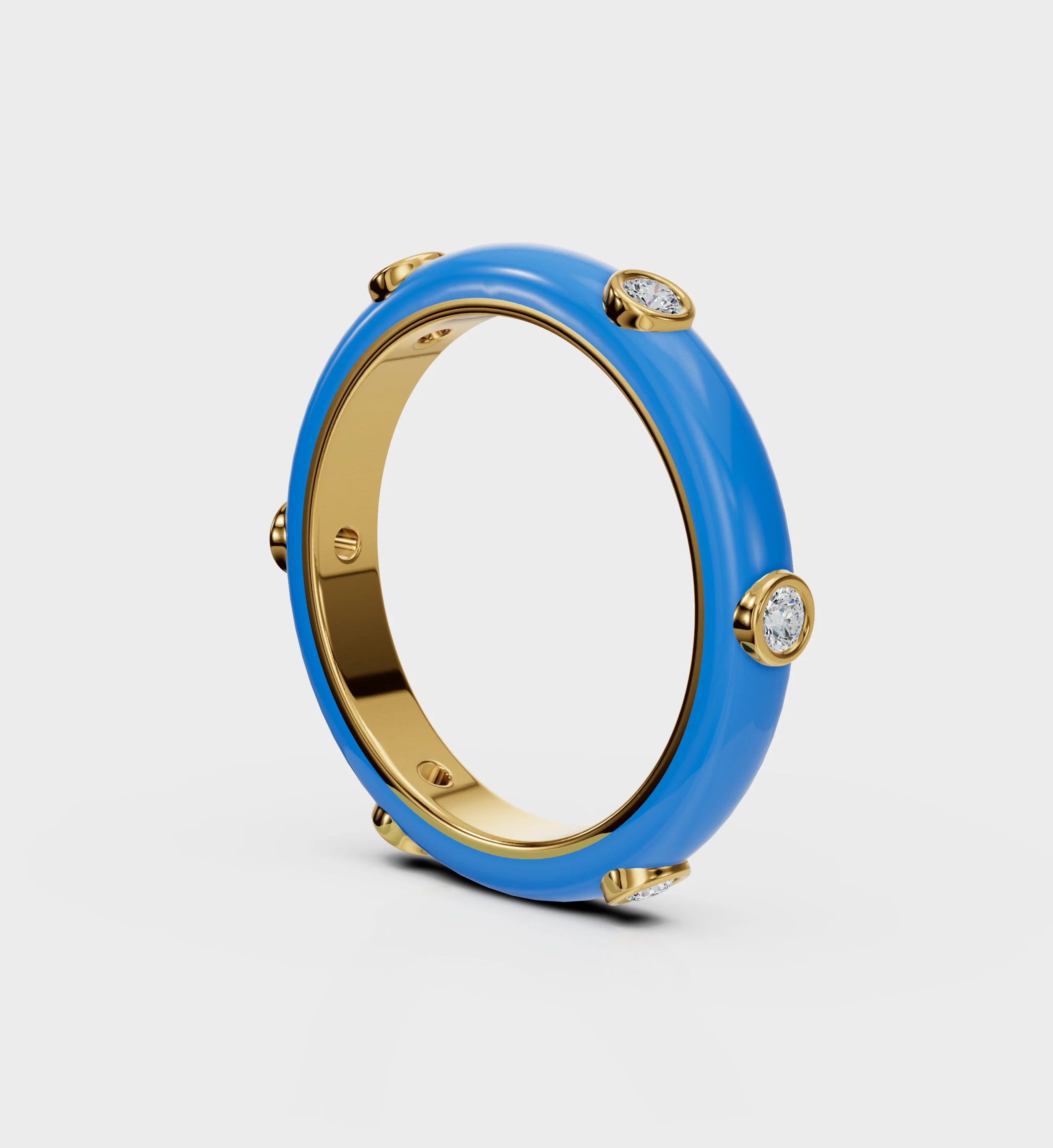 Blue Studded Enamel Ring - Image 4