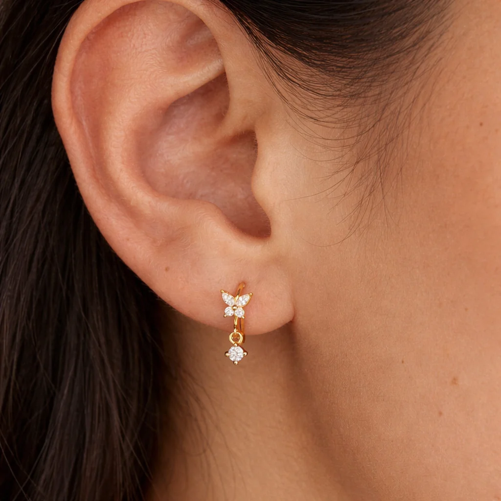 Butterfly Diamond Drop Huggie