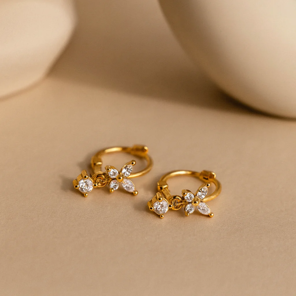 Butterfly Diamond Drop Huggie - Image 2