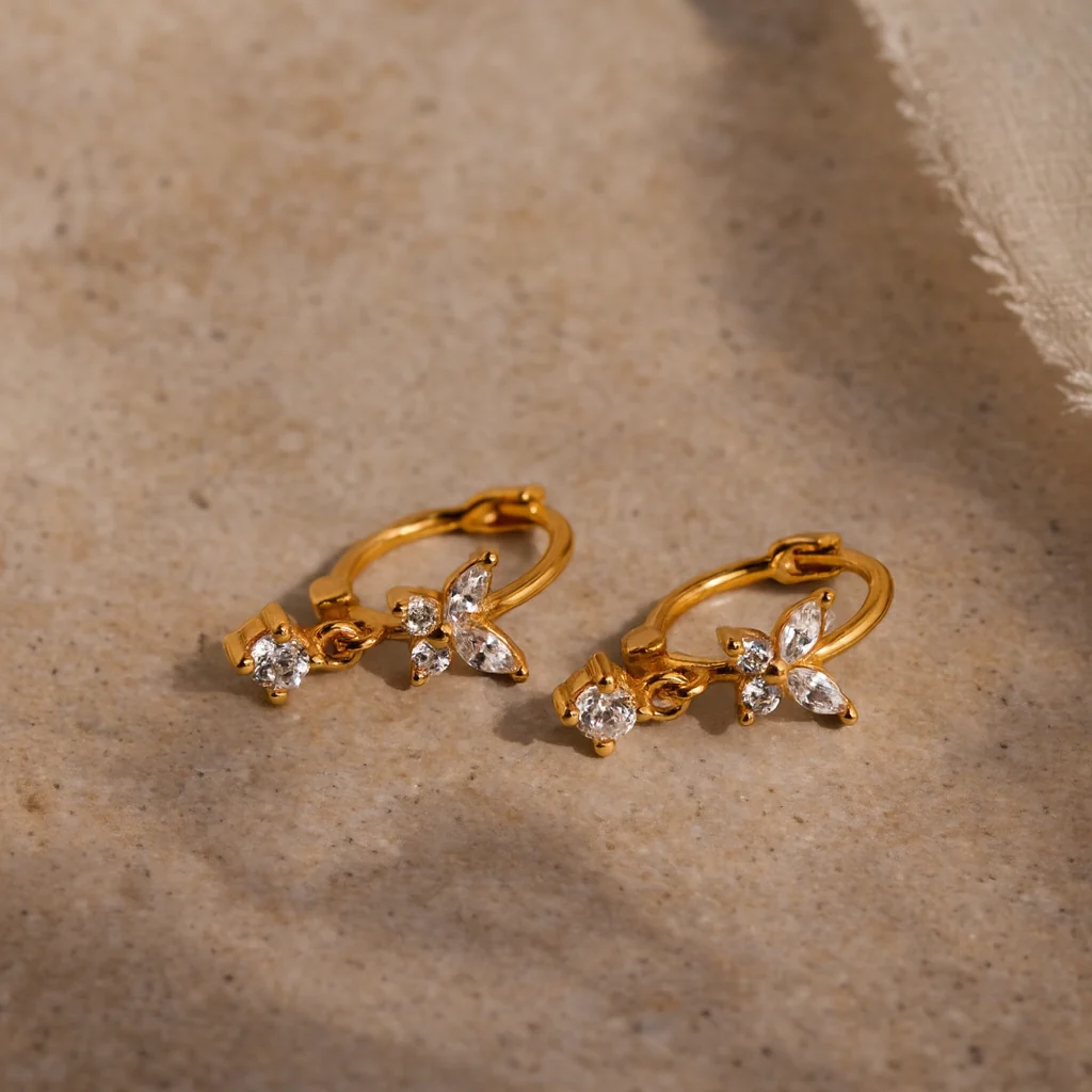 Butterfly Diamond Drop Huggie - Image 4
