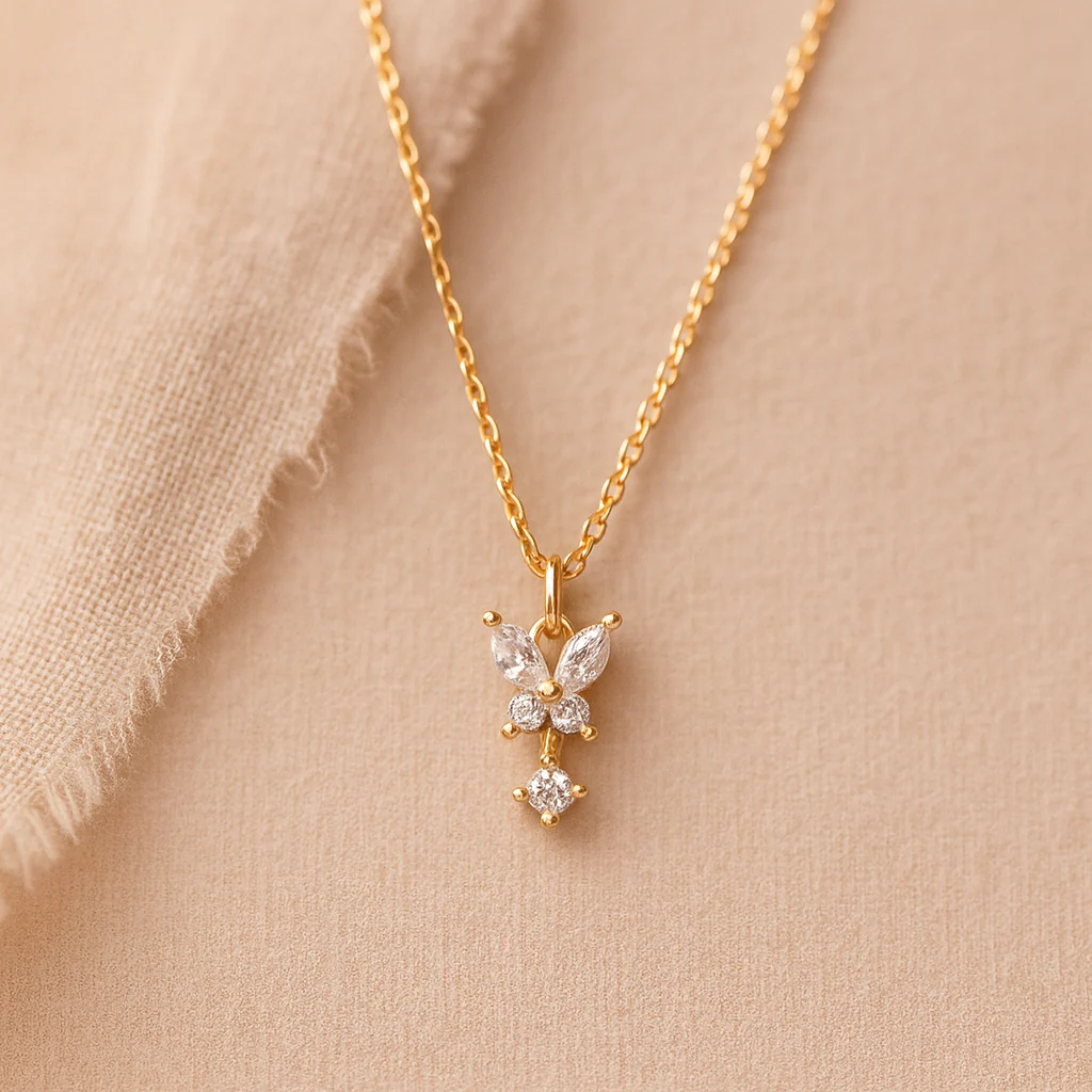 Butterfly Diamond Drop Necklace - Image 3