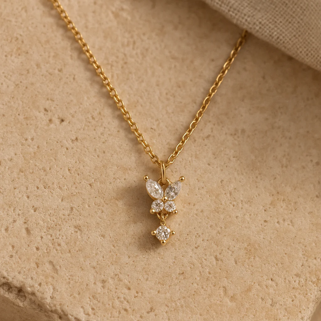 Butterfly Diamond Drop Necklace - Image 4