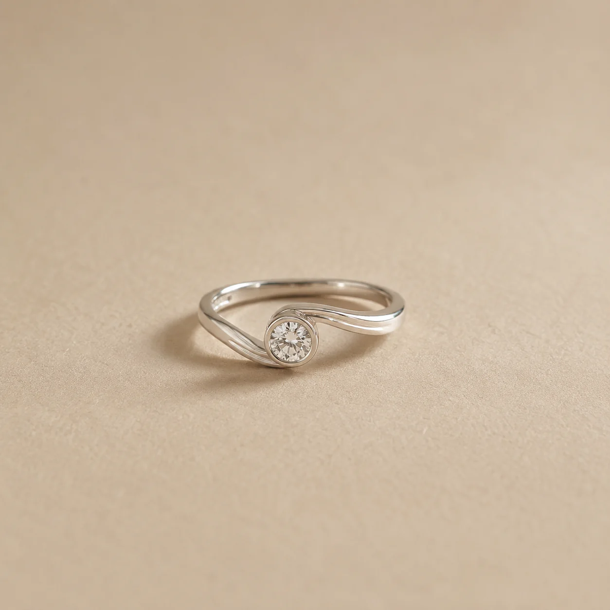 Celestia Swirl Solitaire Ring