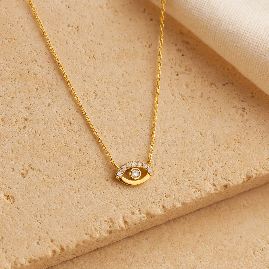 Diamond Evil Eye Protect Necklace - Image 3