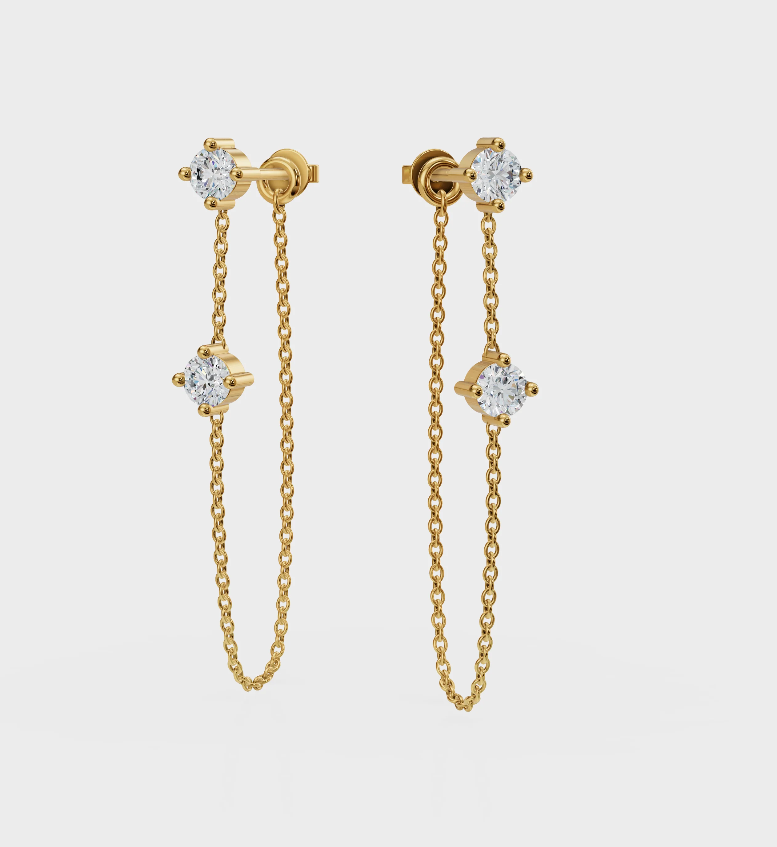 Double Stud Chain Earrings - Image 4