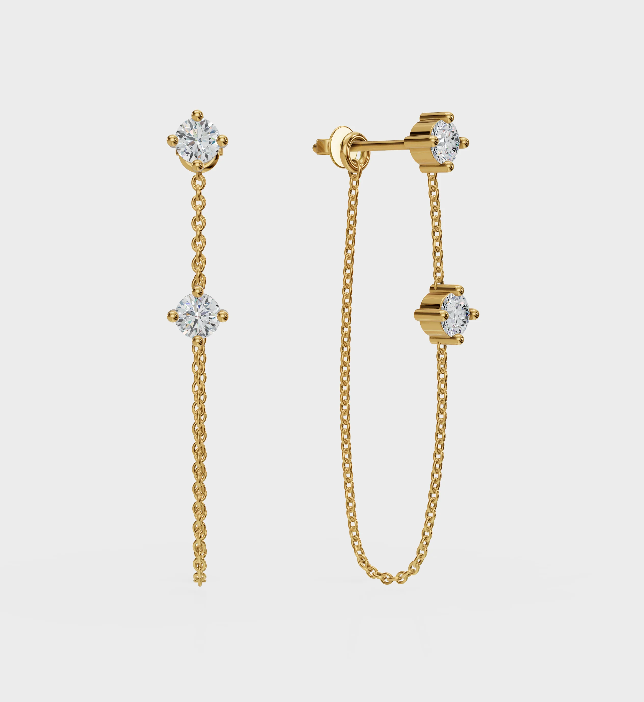 Double Stud Chain Earrings - Image 5