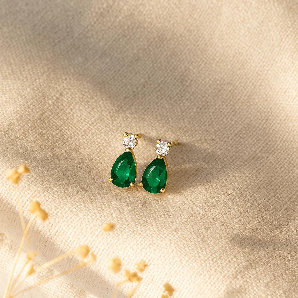 Emerald Drop Studs - Image 3