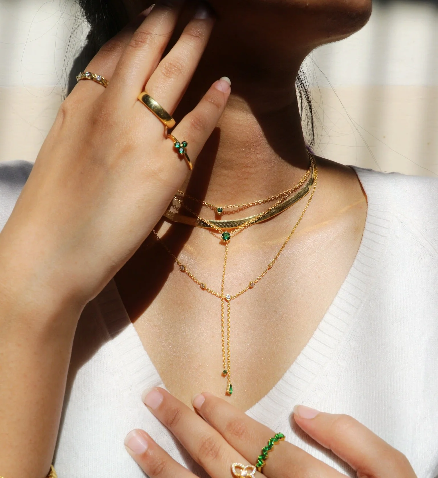 Emerald Duet Lariat Necklace - Image 3