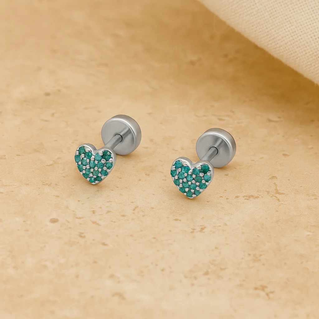 Emerald Heart Studs - Image 2