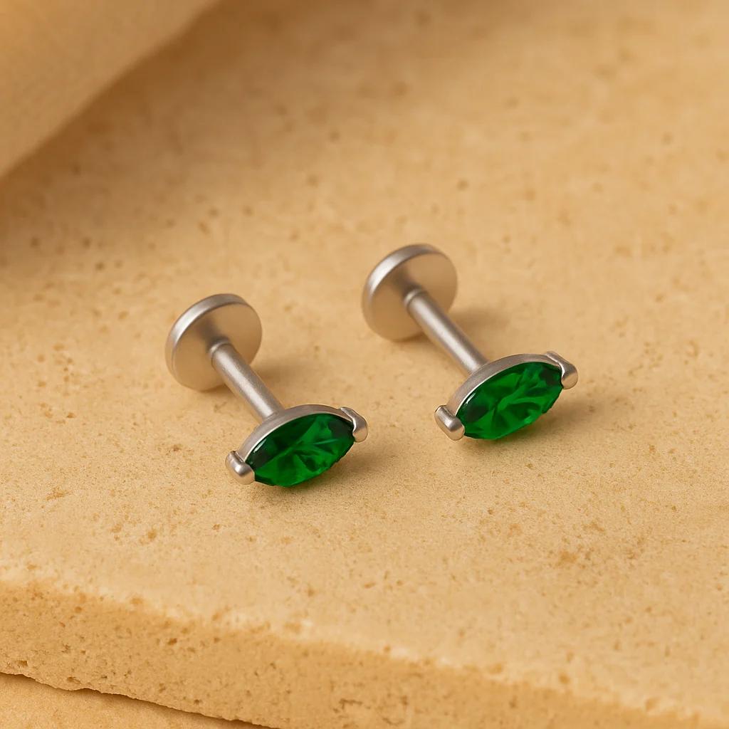 Emerald Marquise Studs - Image 4