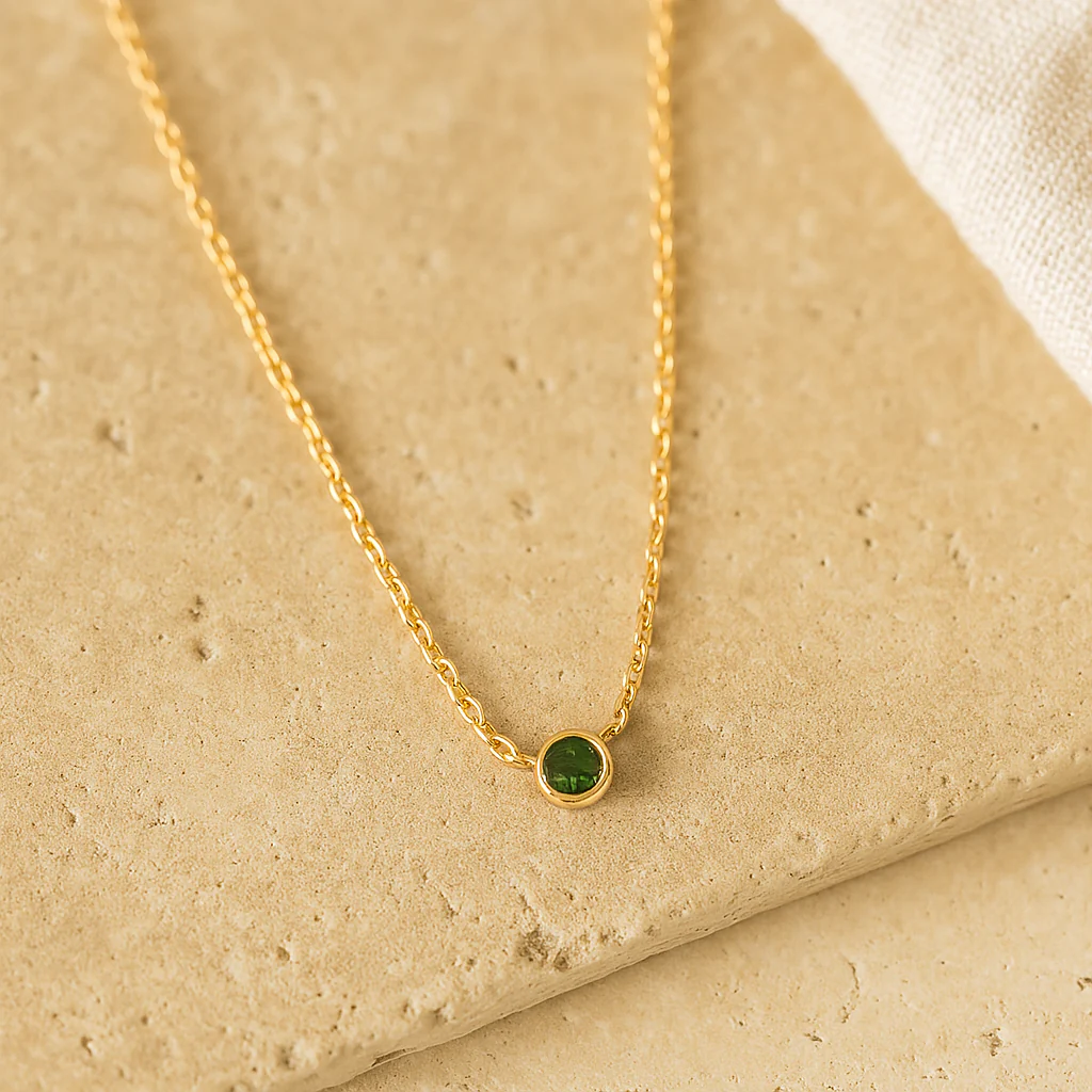 Emerald Solitaire Necklace - Image 2