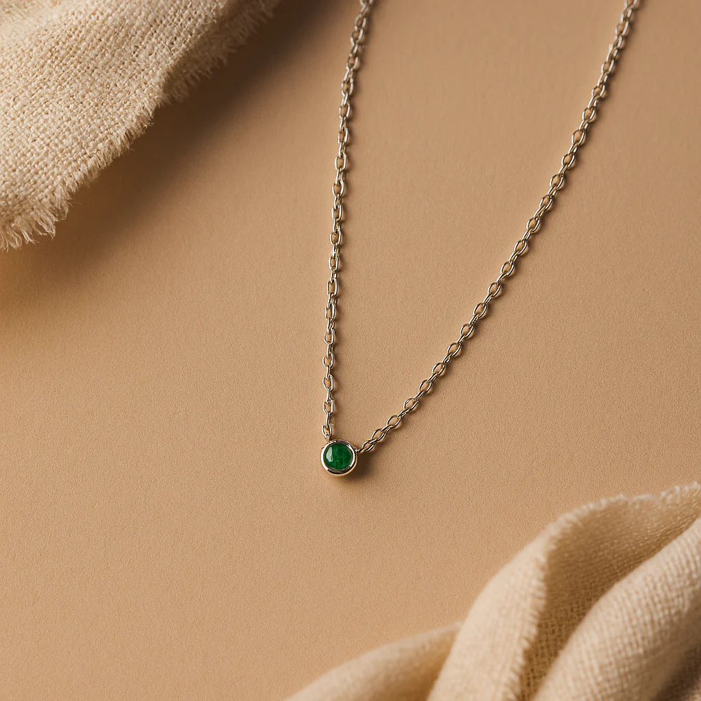 Emerald Solitaire Necklace - Image 3