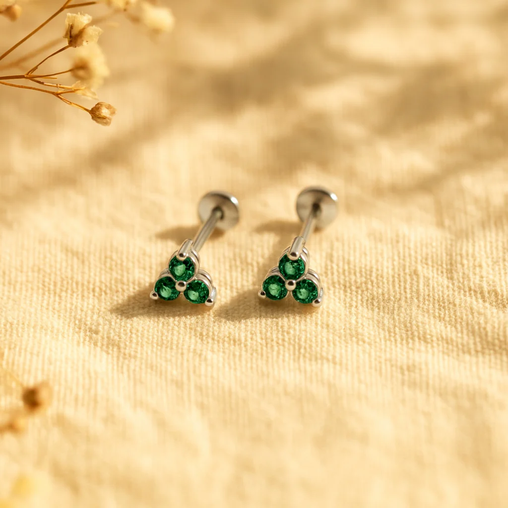 Emerald Trio Studs - Image 2