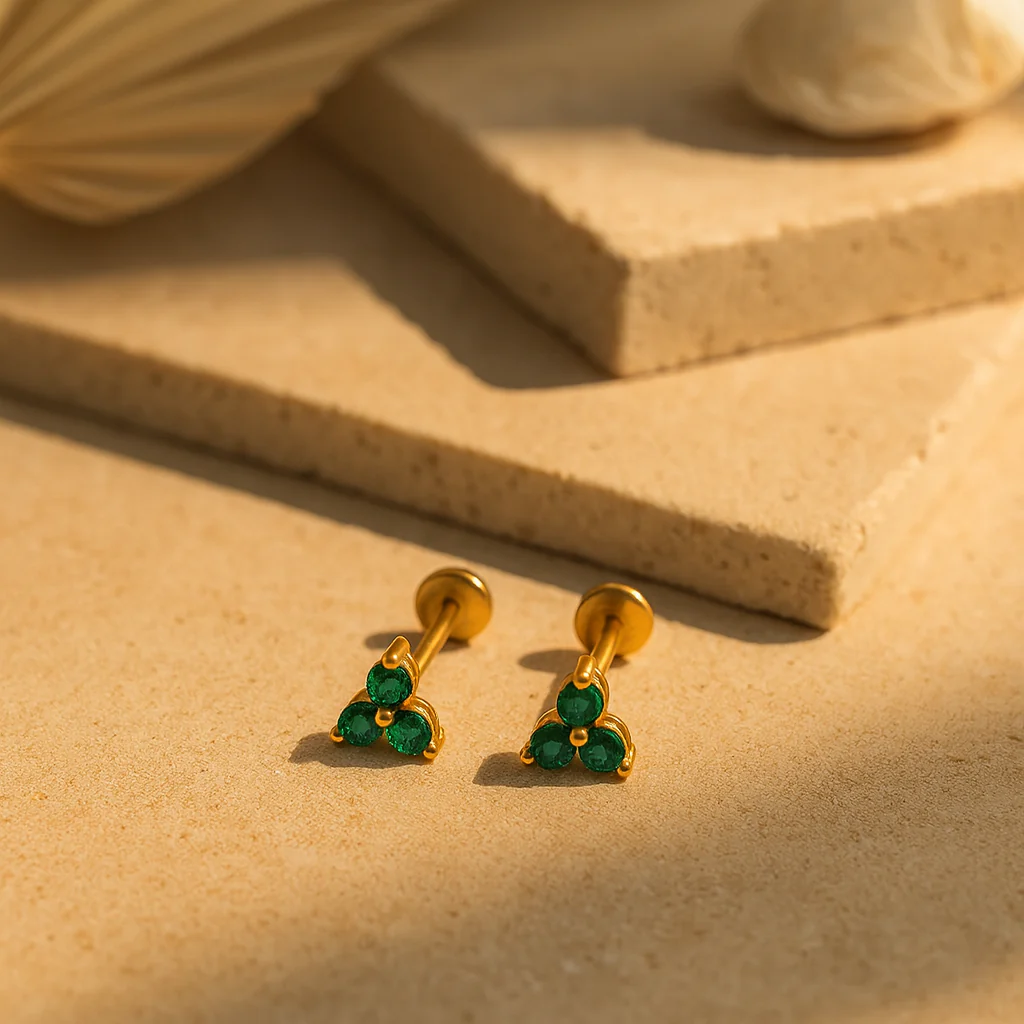 Emerald Trio Studs - Image 4