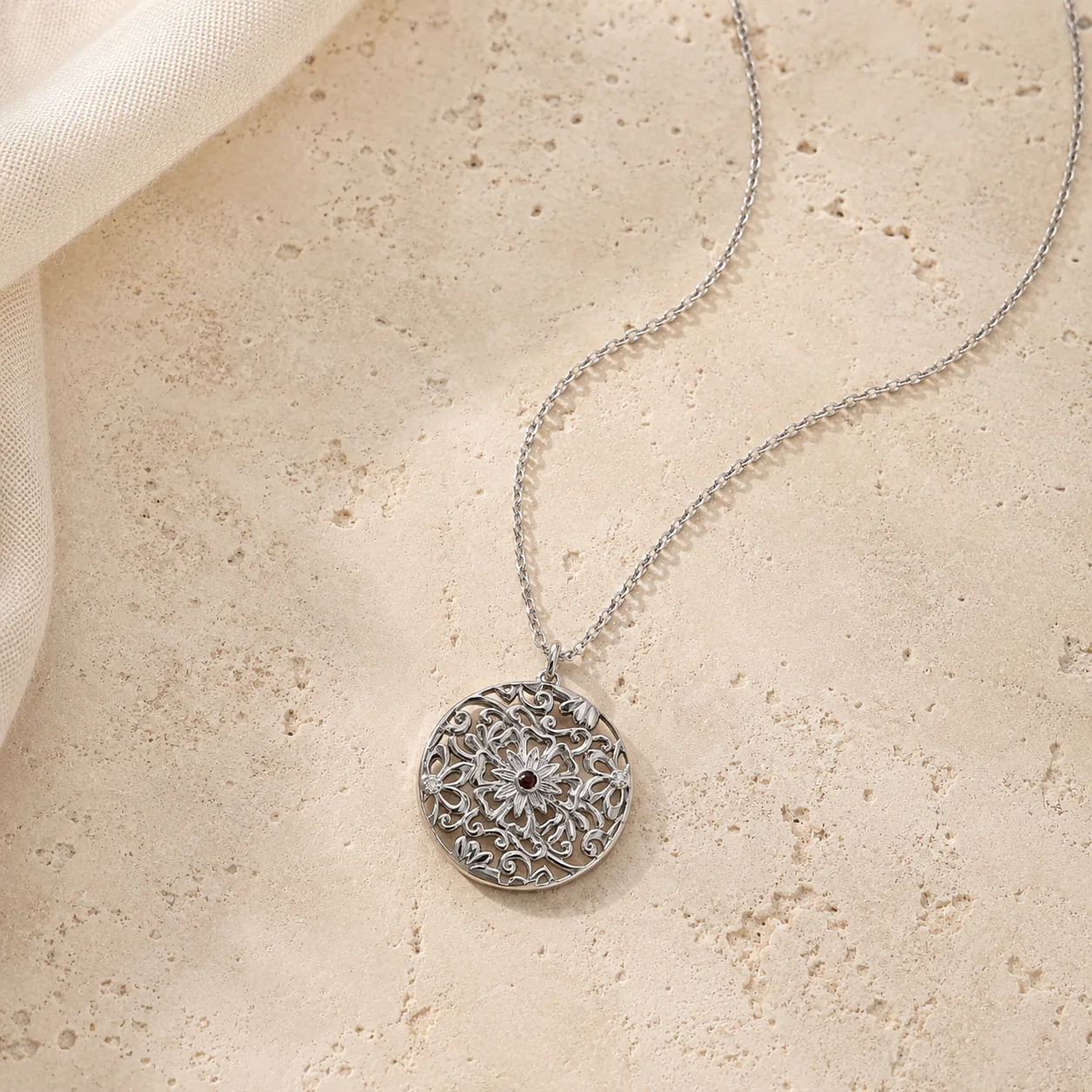 Garnet Halo Necklace - Image 4