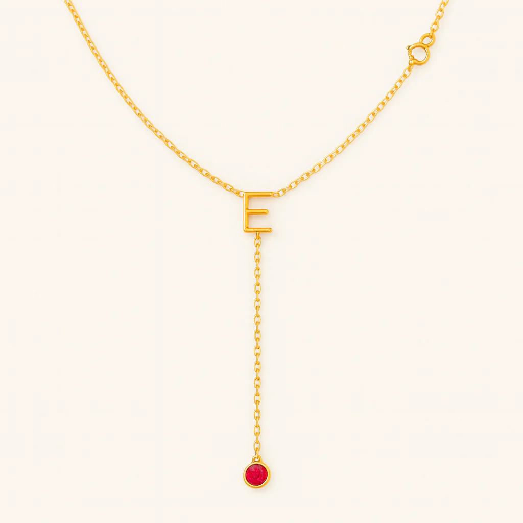 Initial Lariat Ruby Necklace - Image 5