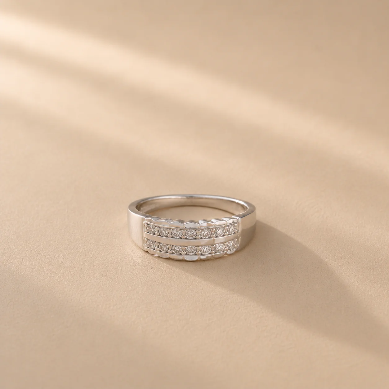 Luna Twin Row CZ Band Ring - Image 2