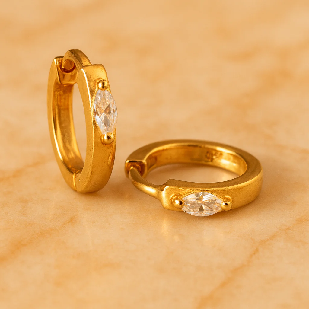 Marquise Prong Mini Huggie - Image 2