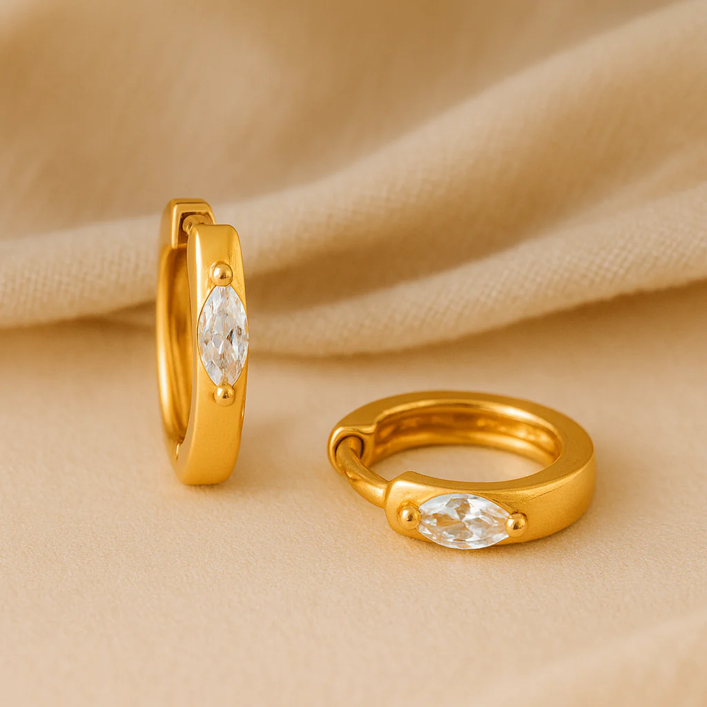 Marquise Prong Mini Huggie - Image 3