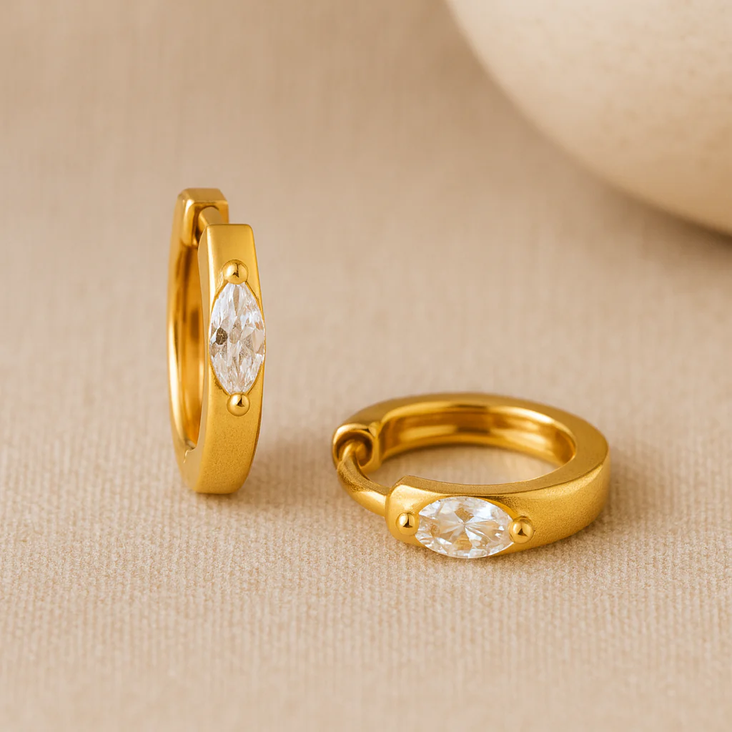 Marquise Prong Mini Huggie - Image 4