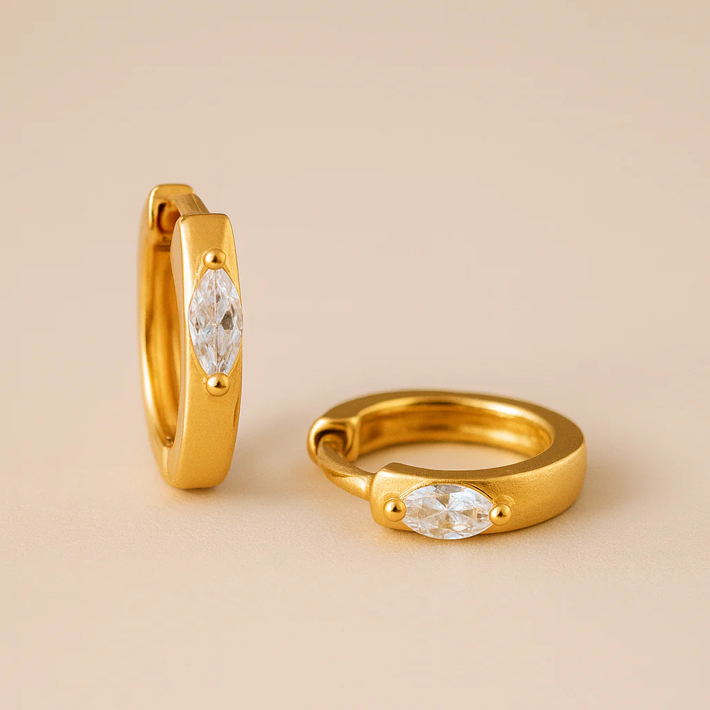 Marquise Prong Mini Huggie - Image 6