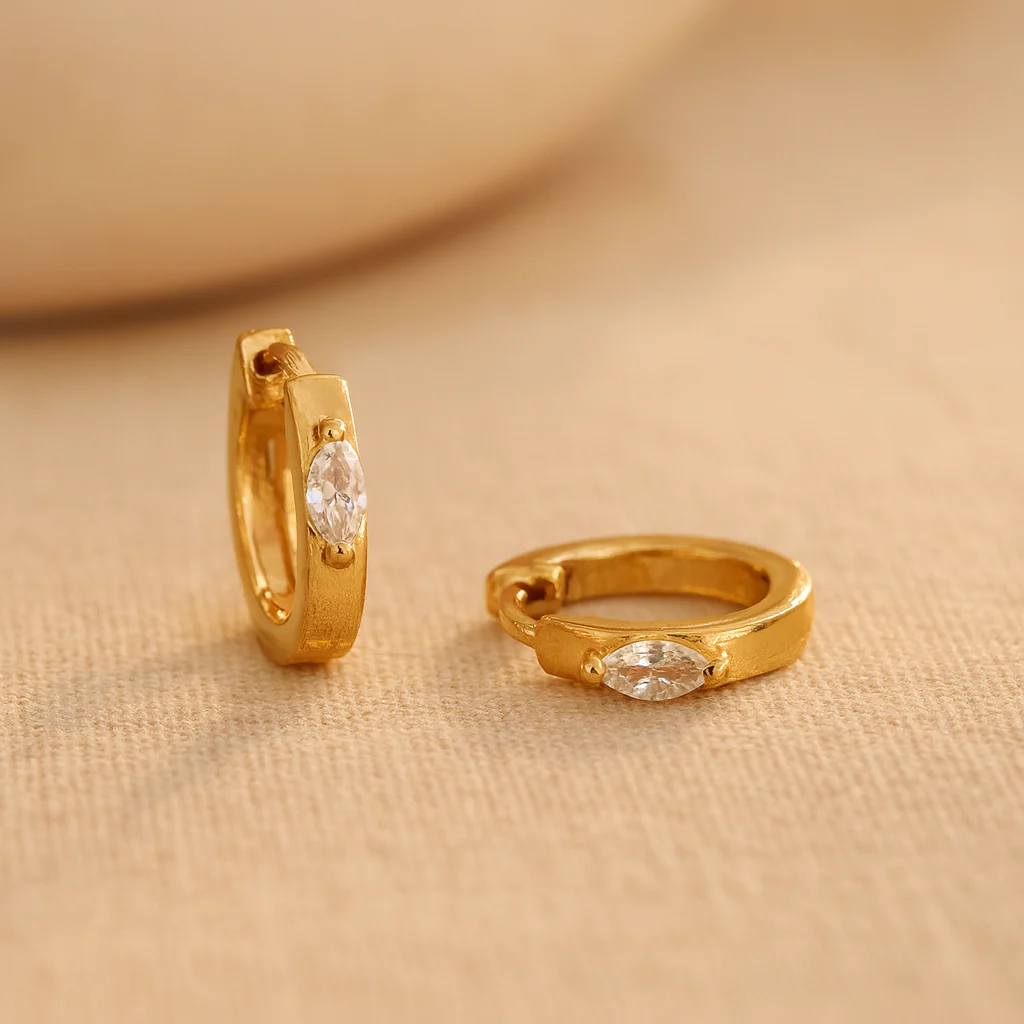 Marquise Prong Mini Huggie - Image 7