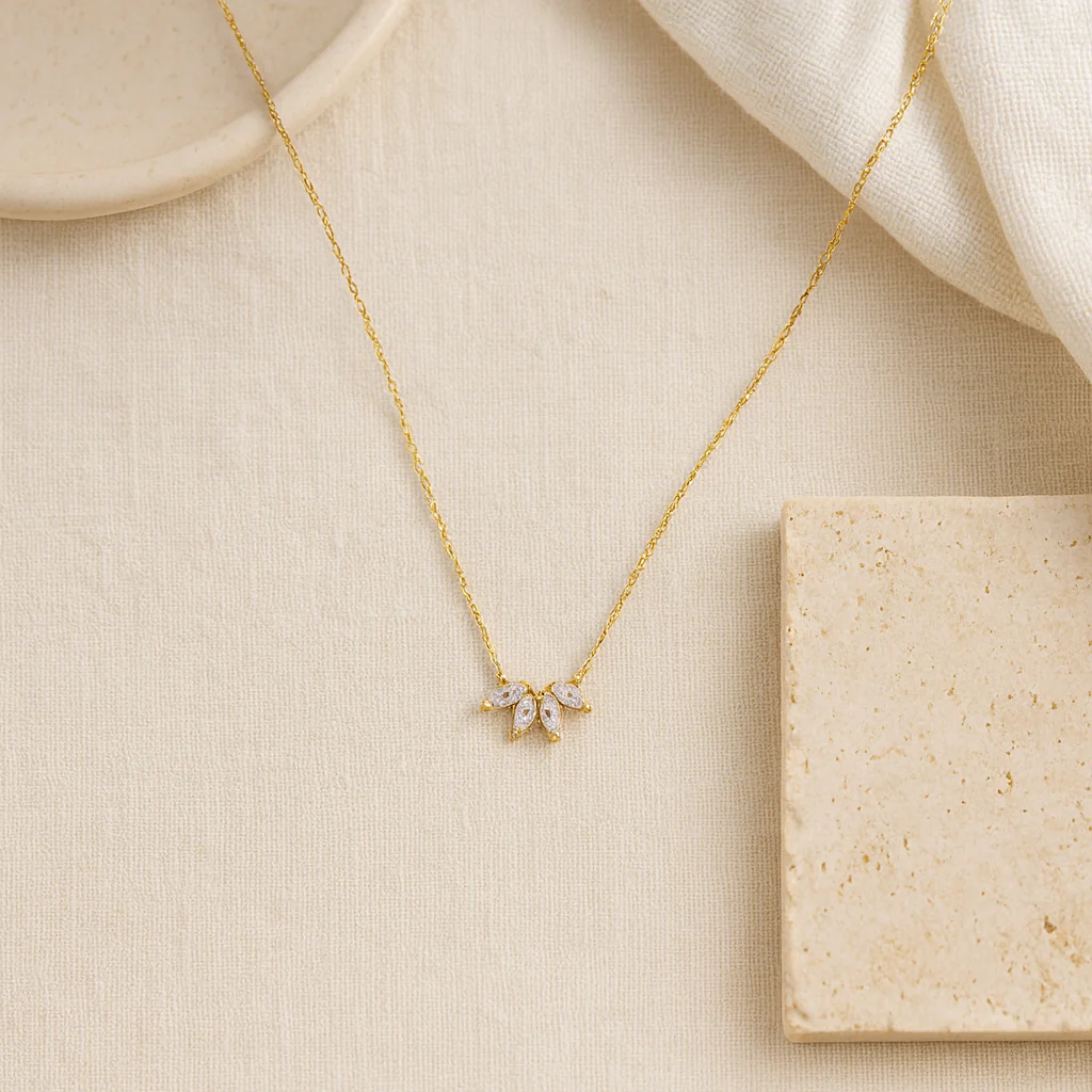 Marquise Quad Diamond Necklace - Image 5