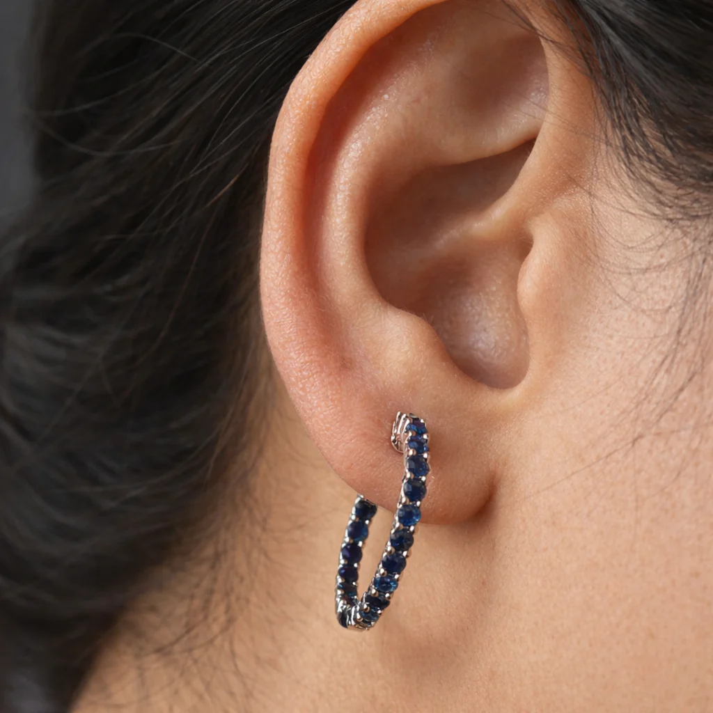 Midnight Sapphire Hoops - Image 2