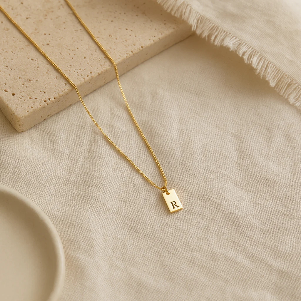 Mini Tag Initial Necklace - Image 3