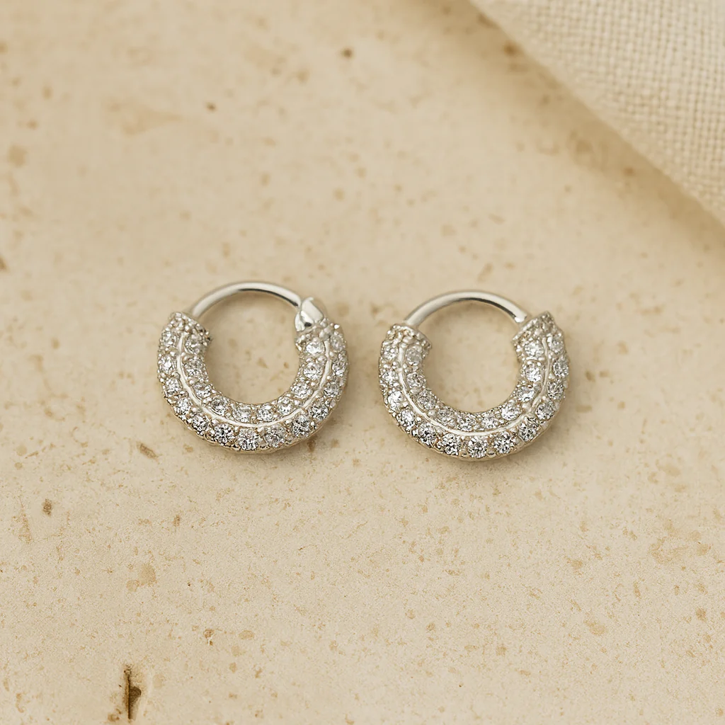 Pave Mini Hoops - Image 3