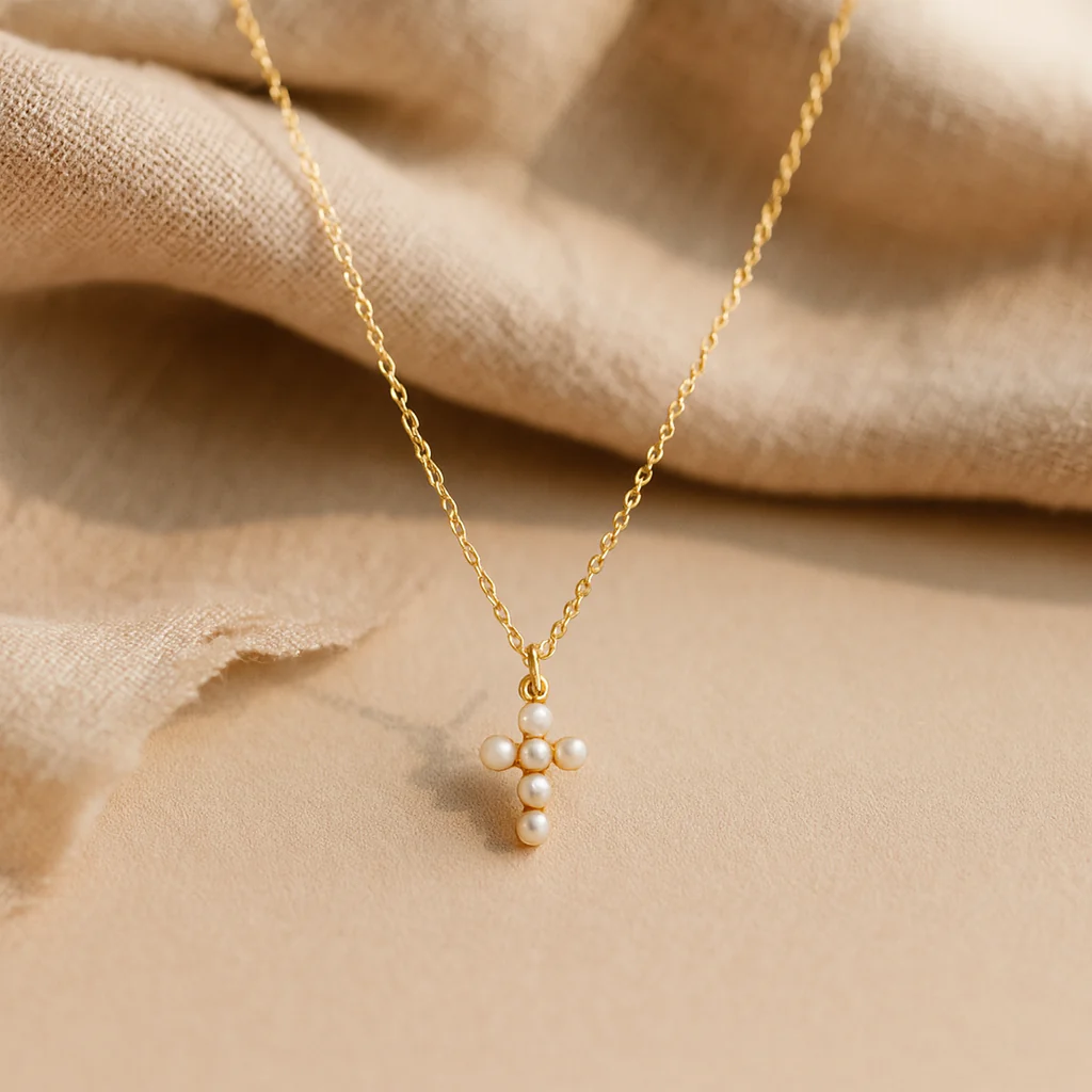 Pearl Cross Necklace - Image 4