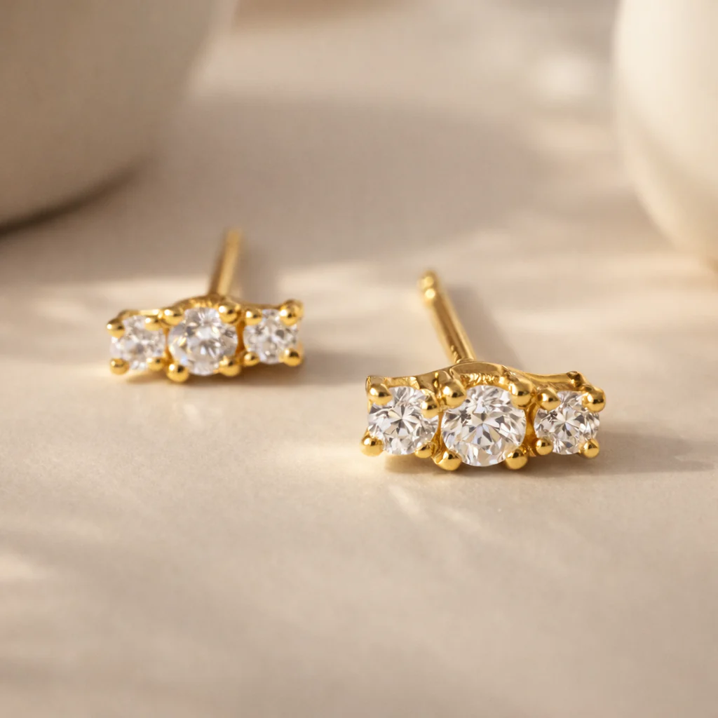 Petite Diamond Line Studs - Image 2