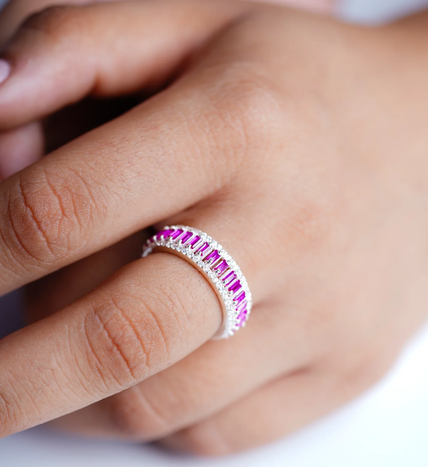 Rose Quartz Eternity Ring - Image 3