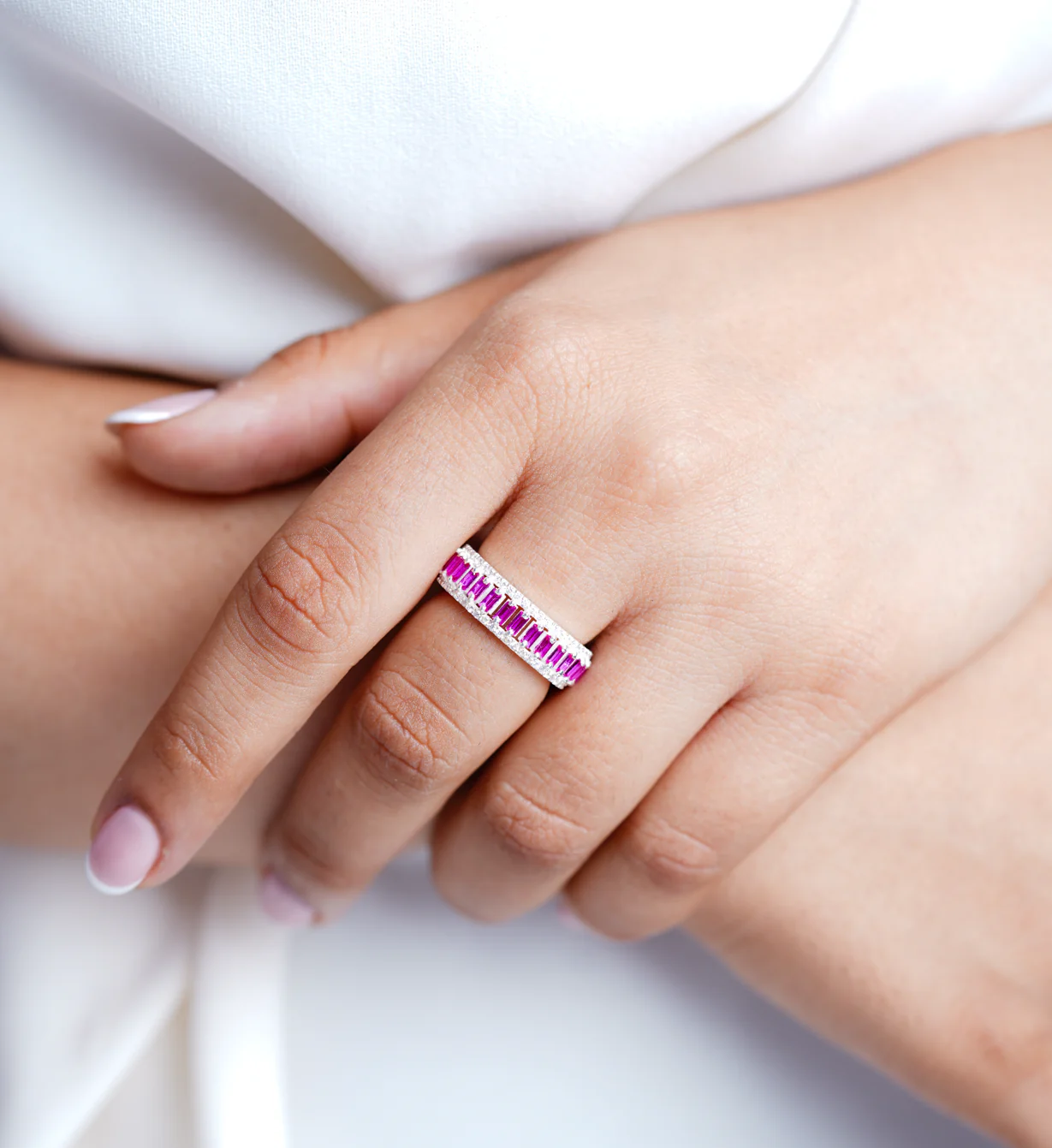 Rose Quartz Eternity Ring - Image 5