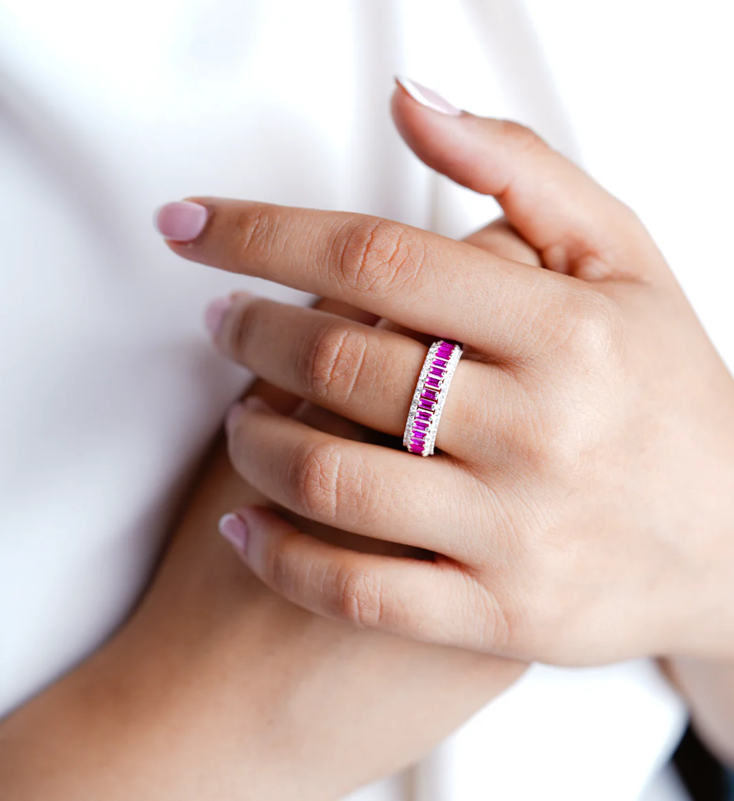 Rose Quartz Eternity Ring - Image 7