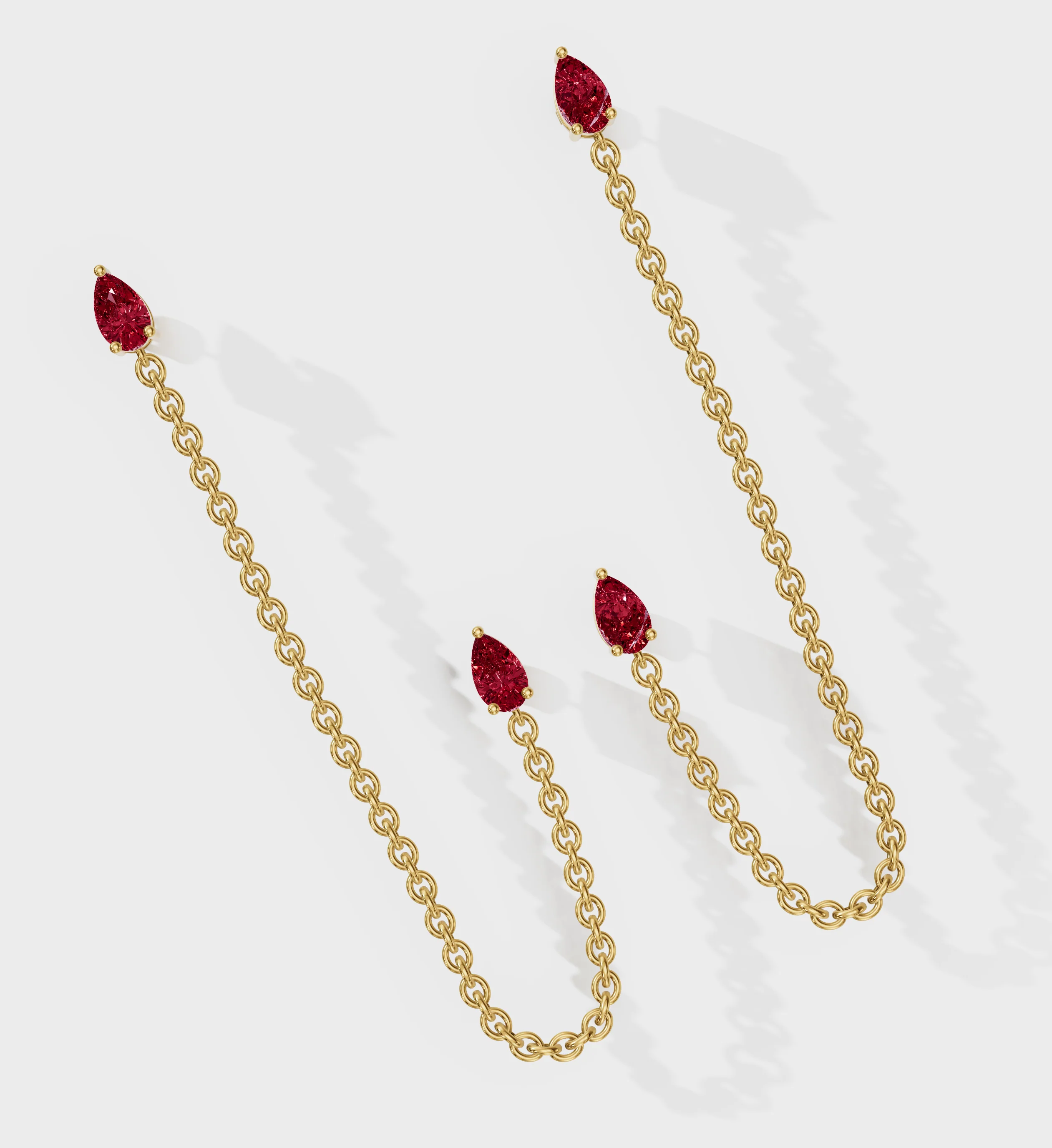 Ruby Drop Ear Chain - Image 2