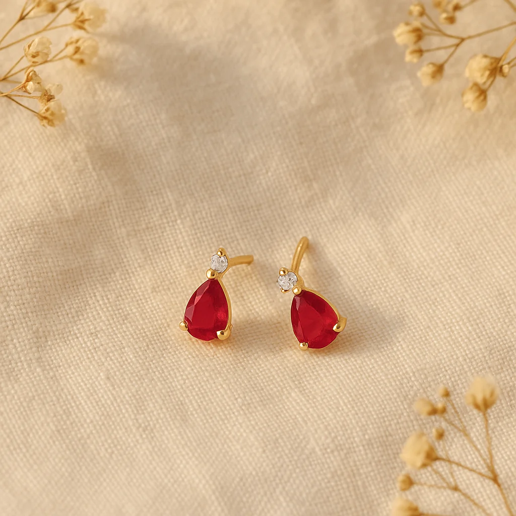 Ruby Drop Studs - Image 3