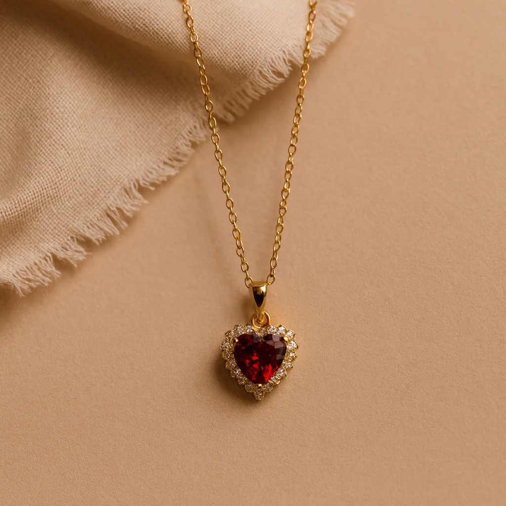 Ruby Heart Necklace - Image 4