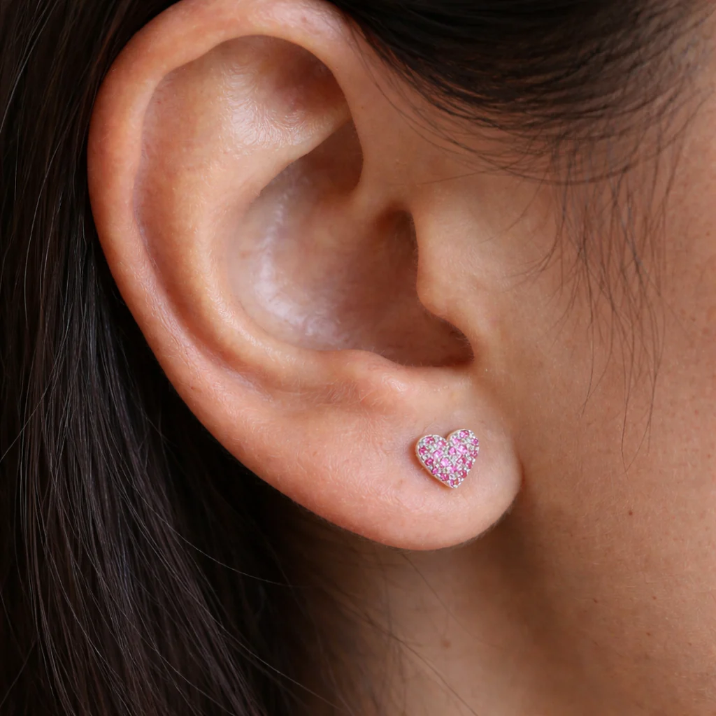 Ruby Heart Studs