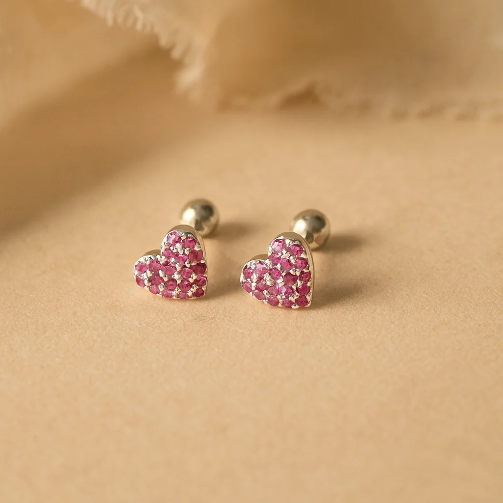 Ruby Heart Studs - Image 2
