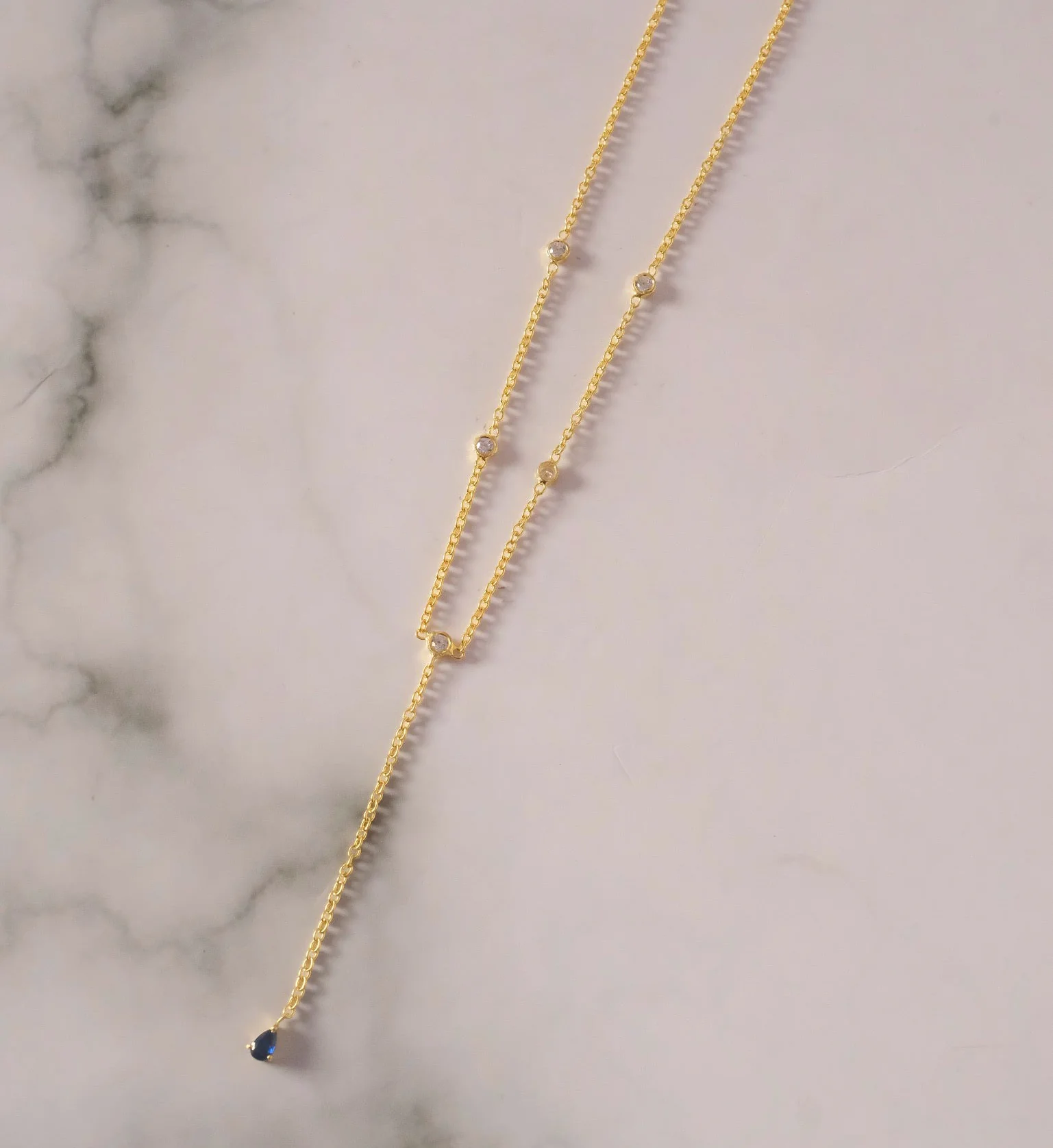 Sapphire Duet Lariat Necklace - Image 7