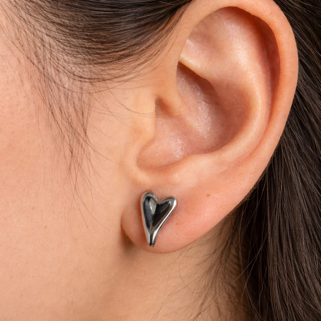 Sculpted Heart Studs - Image 3