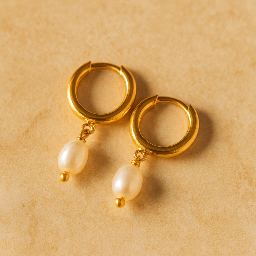 Seed Pearl Drop Huggie - Image 3