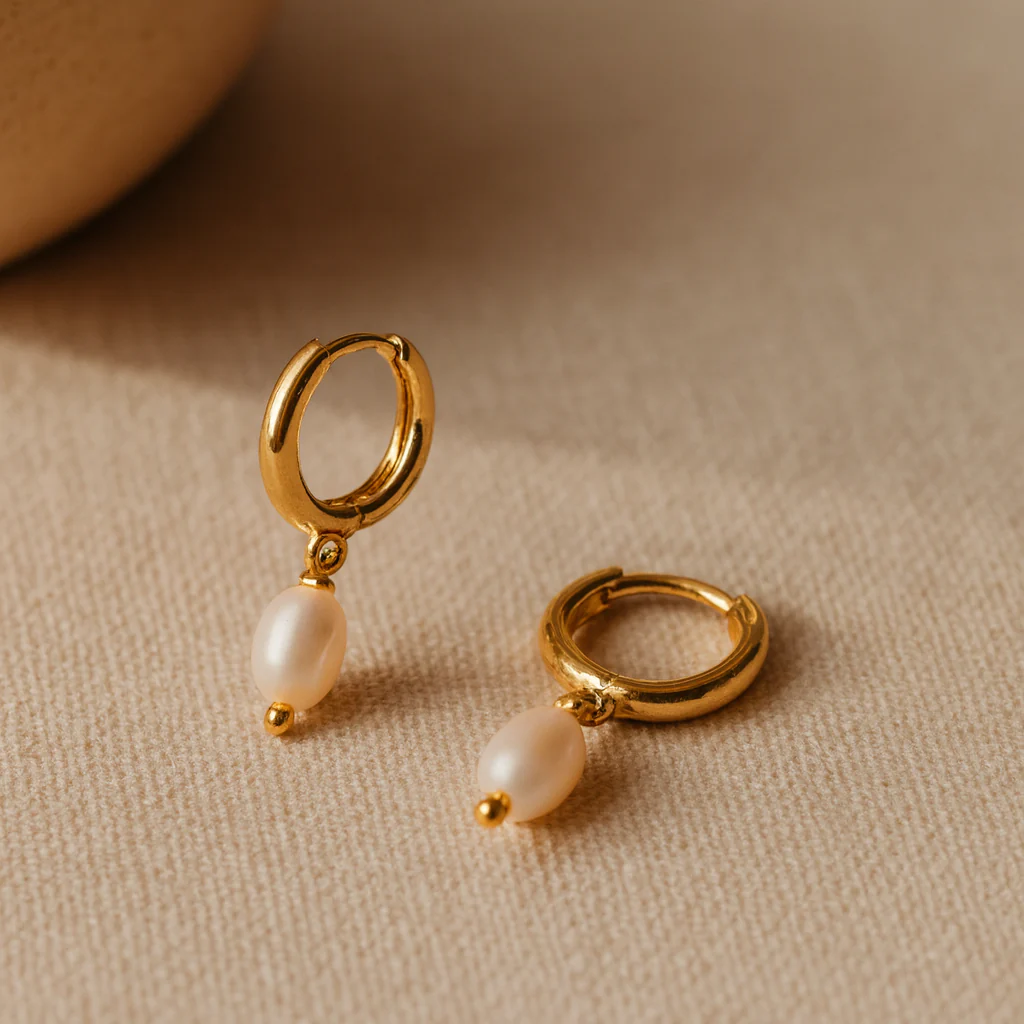 Seed Pearl Drop Huggie - Image 4