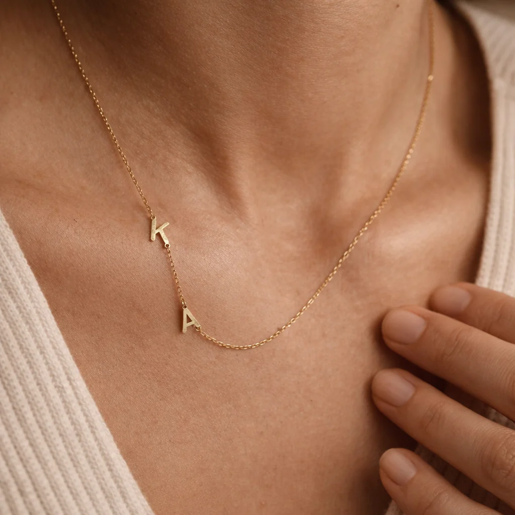 Sideway Initial Necklace