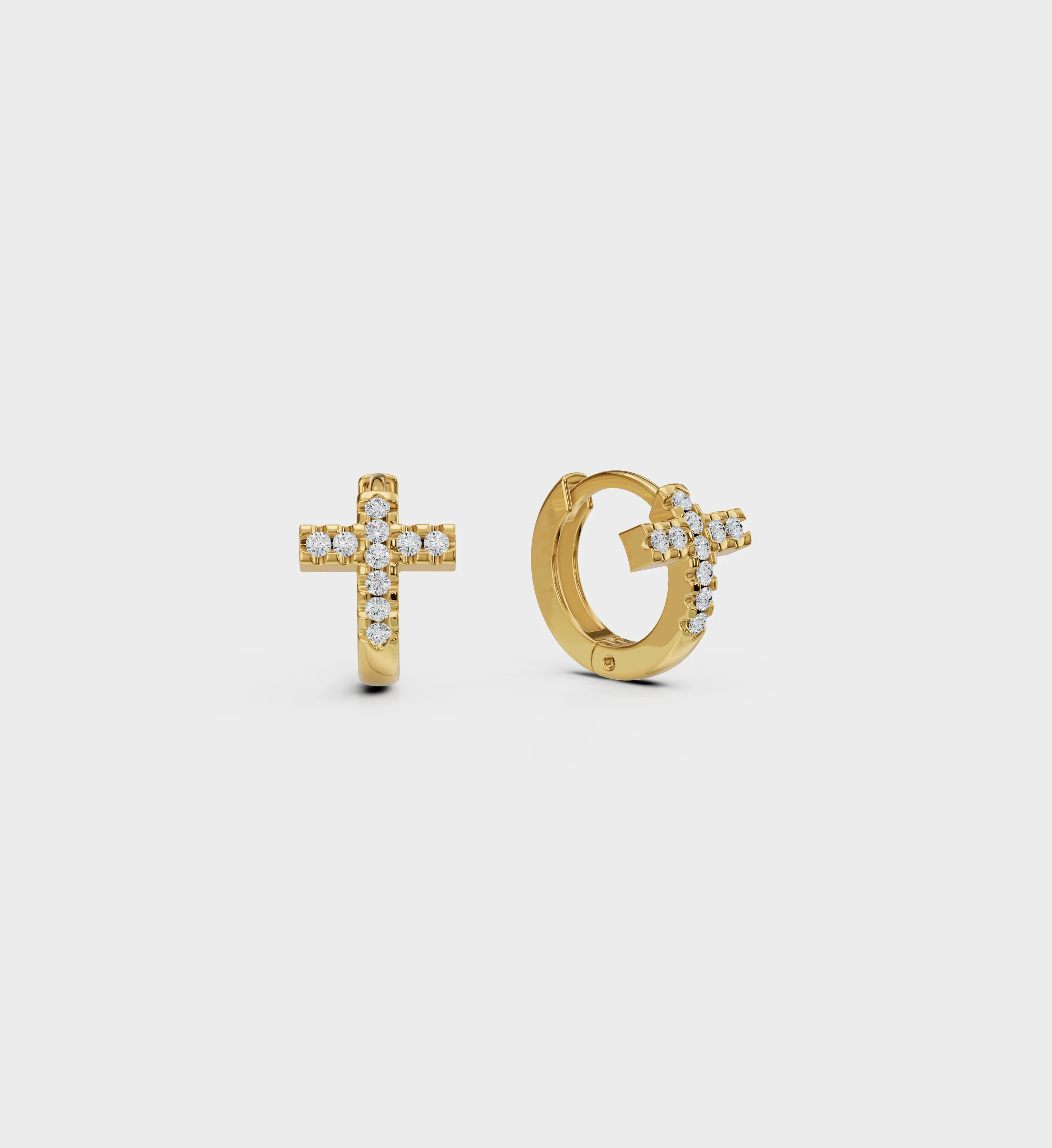 Tiny Pave Cross Huggie Earring - Image 3