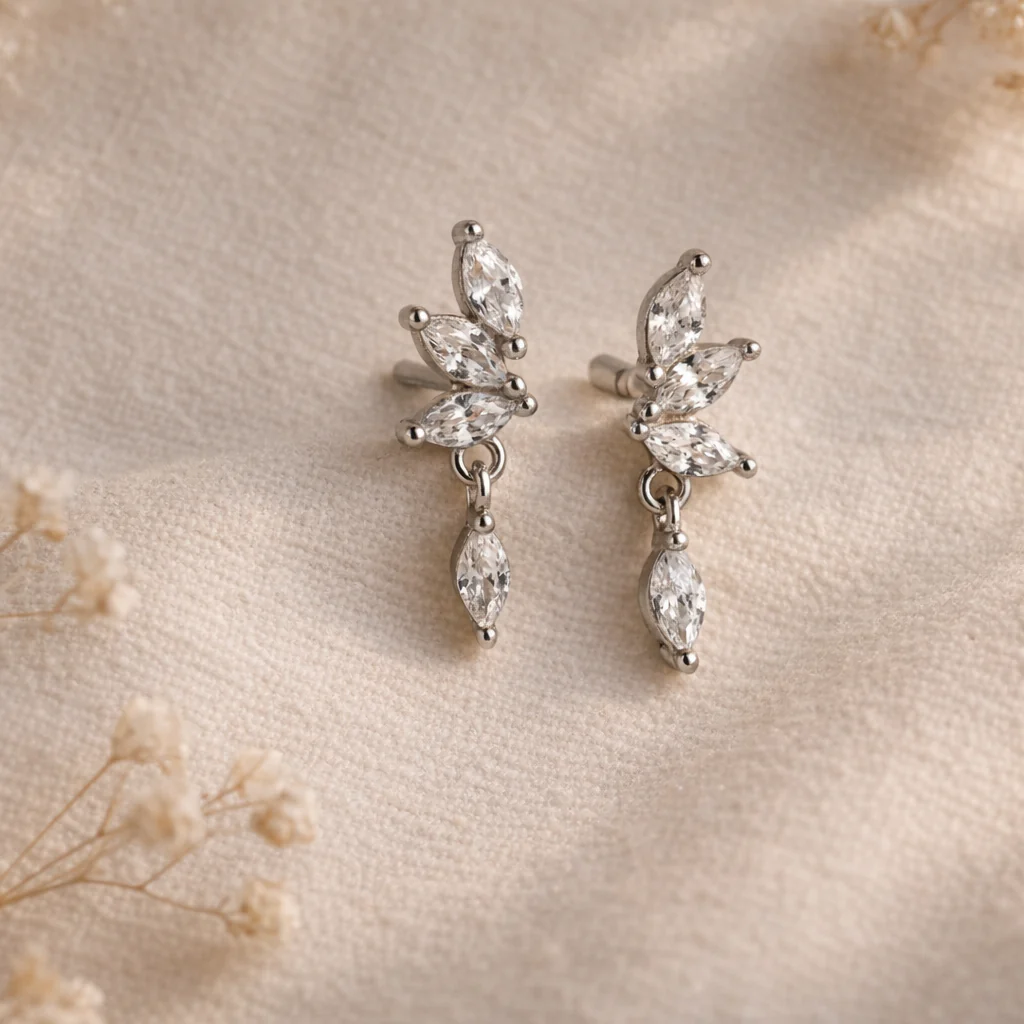 Tri Marquise Drop Stud - Image 2