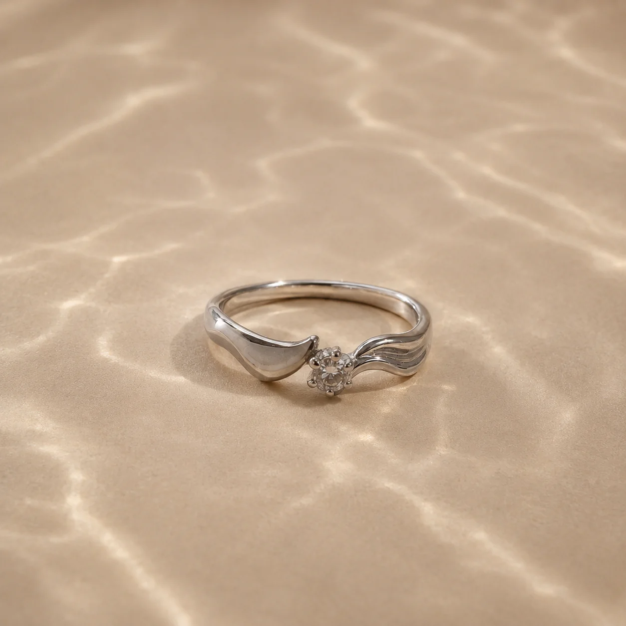 Wave Solitaire Ring - Image 3