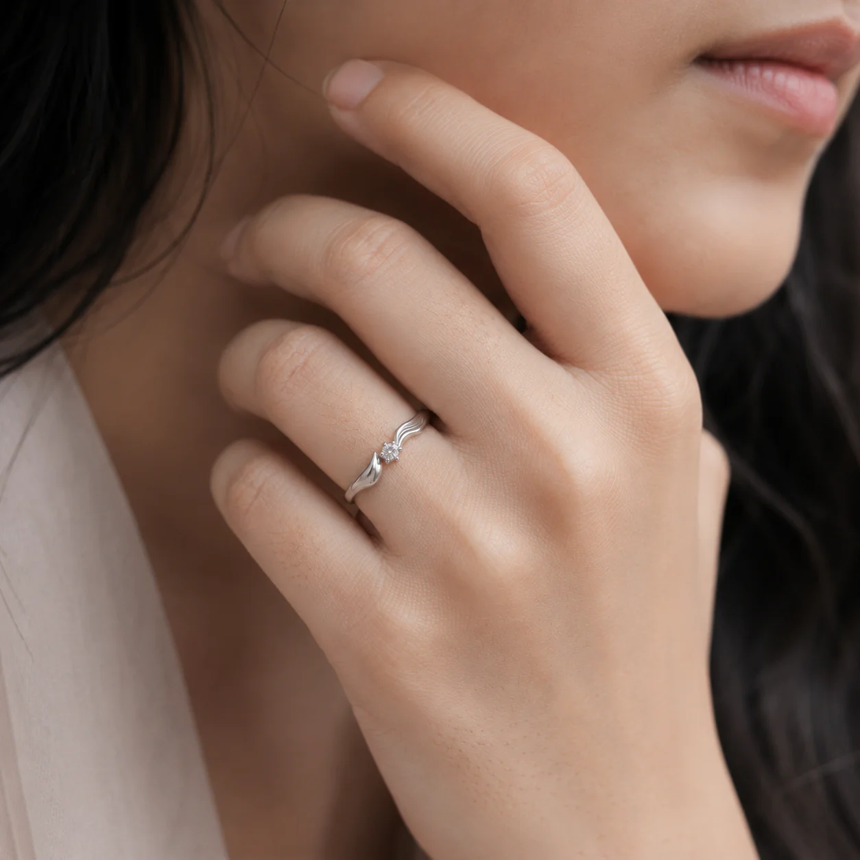 Wave Solitaire Ring - Image 4
